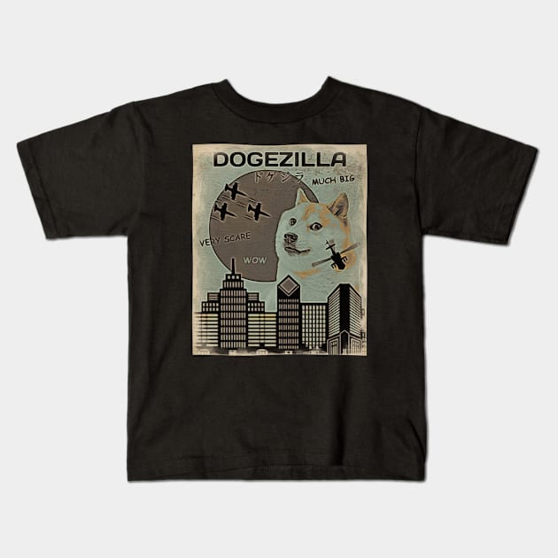 Dogezilla (Vintage) Kids T-Shirt by SunGraphicsLab